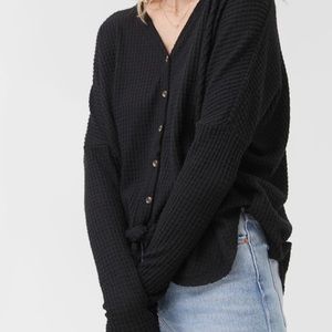 Urban Outfitters Jojo Thermal Top Black
